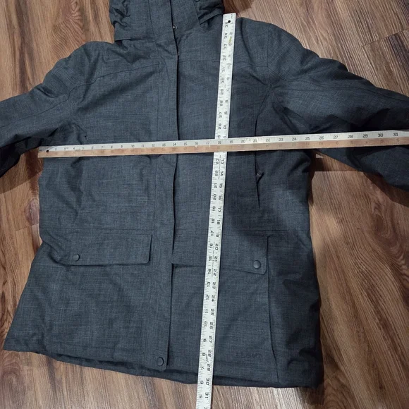 L L Bean Down Gray Hooded Winter Jacket with Fur Trim Size XL - Picture 6 of 7